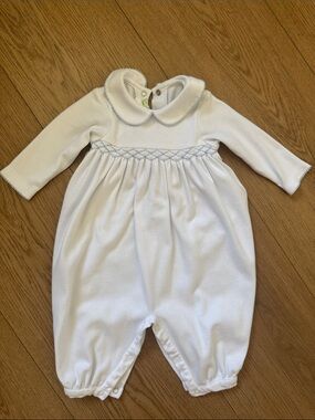 Zucchini Kids 6/9M Classic White Baby One-Piece Romper with Peter Pan Collar